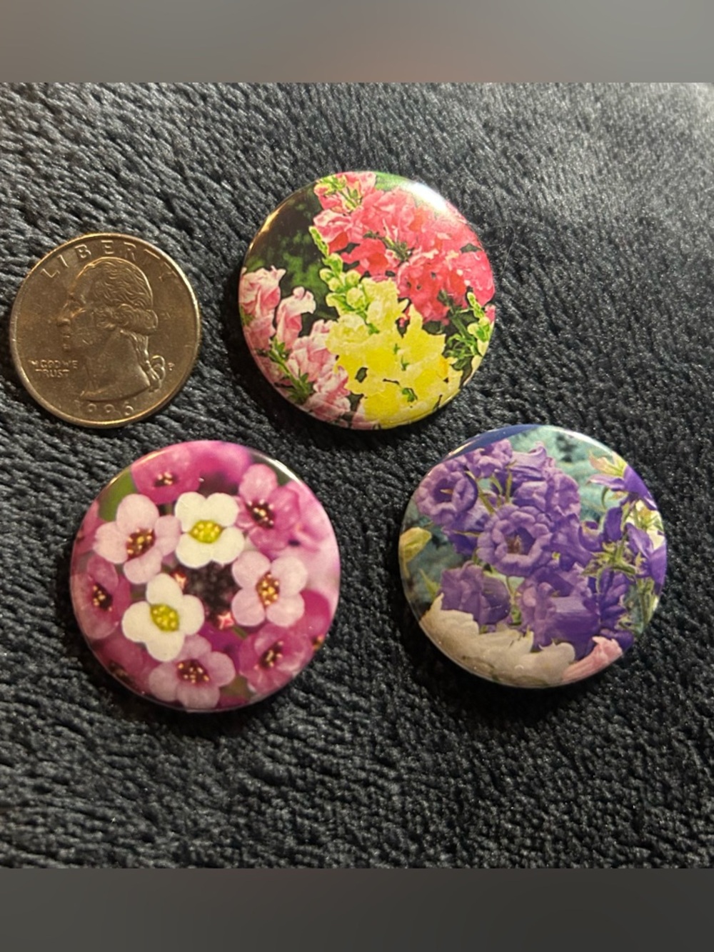 Handmade Floral Button Set Seed Packet Upcycled Pins 1.25in Cottagecore Spring - Picture 3 of 8